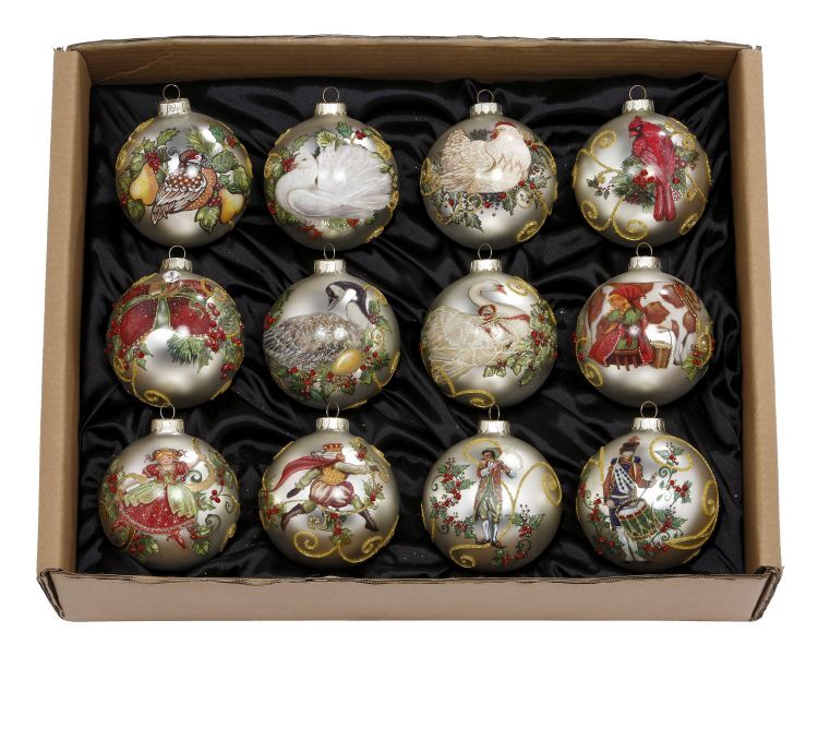 12 DAYS OF CHRISTMAS SET OF 12 ORNAMENTS