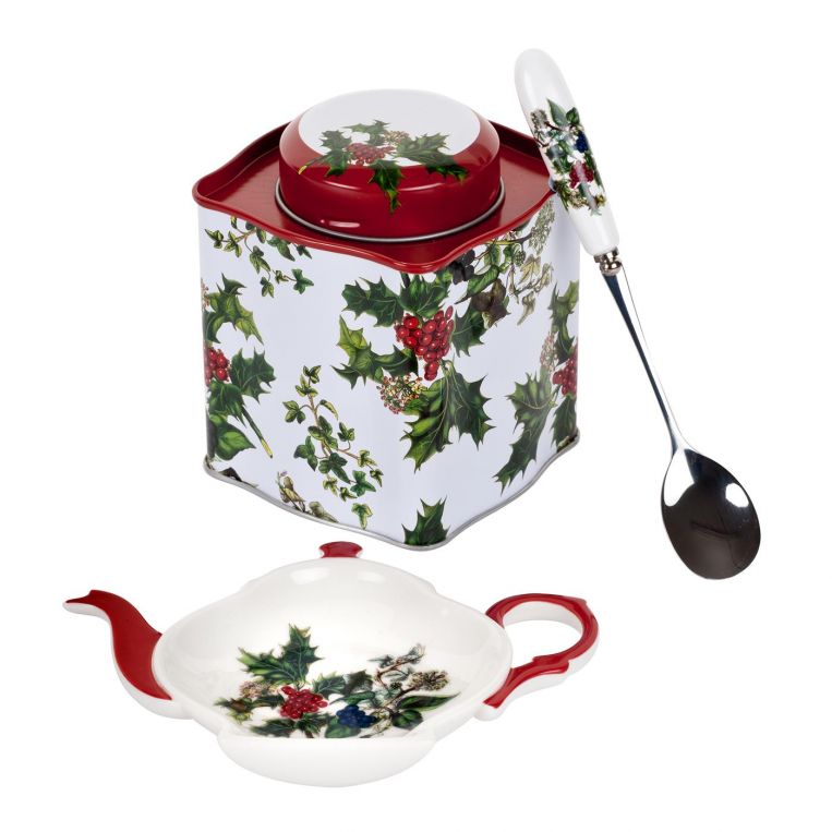 HOLLY AND IVY  3 PIECE TEA CADDY SET