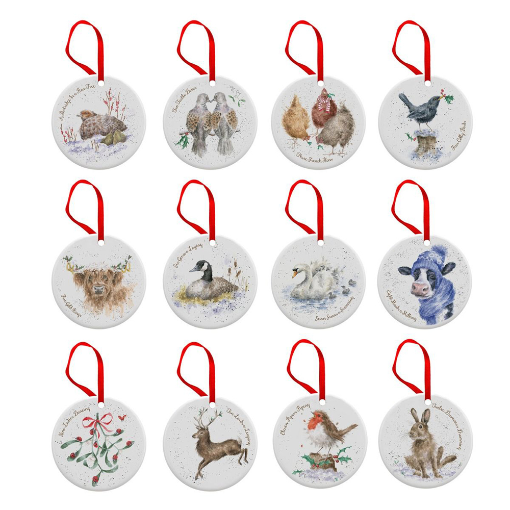 SET OF 12 DAYS OF CHRISTMAS ORNAMENTS